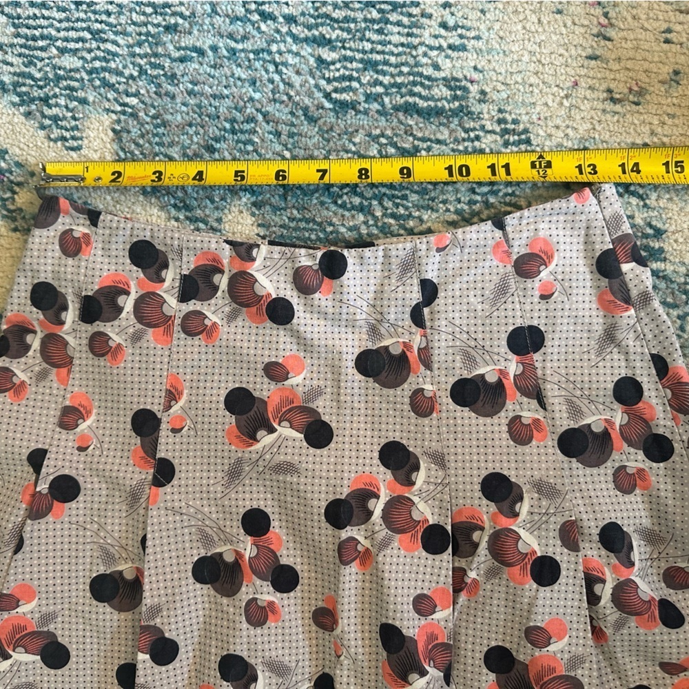 French Connection Cotton Patterned Grey Flare Mini Skirt - Picture 3 of 8